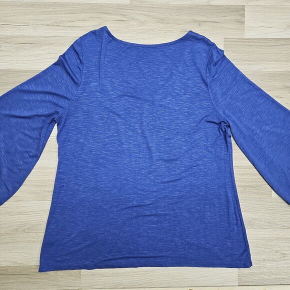 SOFT SURROUNDINGS Womens Blue V-Neck 3/4 Bell Sleeve Size Large - Picture 7 of 7